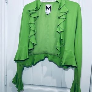Marc Bouwer Women’s High Fashion Jacket with Ruffled Collar and Sleeves Size S